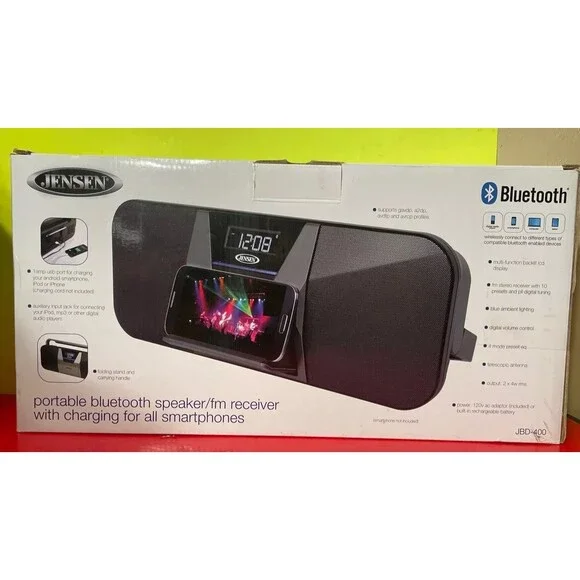 Jensen Model JBD-400 Portable Bluetooth Wireless Stereo Speaker FM Receiver